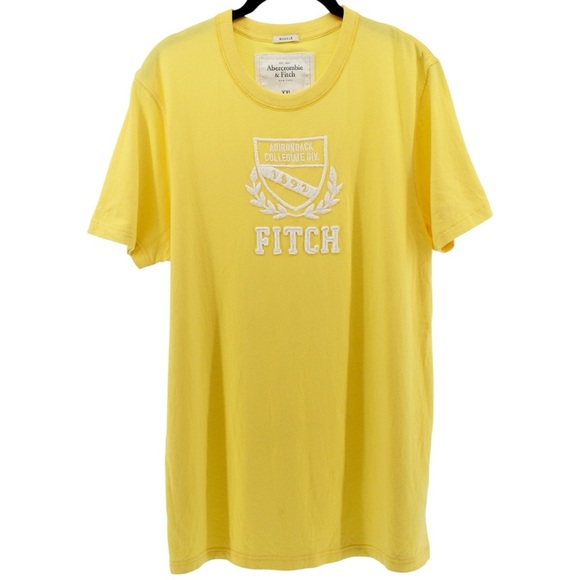 Y2K Abercrombie & Fitch Sun Yellow Muscle Tee Embroidered Collegiate Men's XXL - Picture 2 of 8